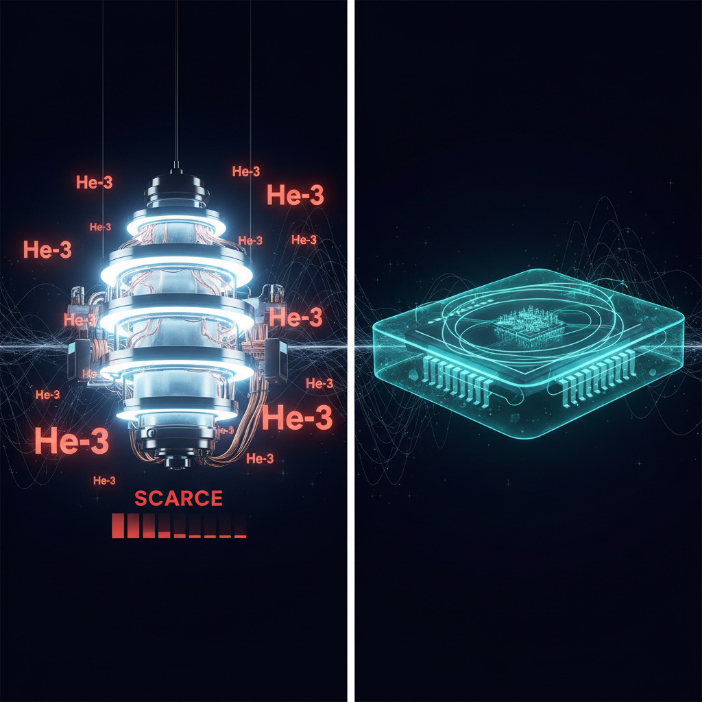 Helium-3 scarcity vs cryo-free quantum cooling