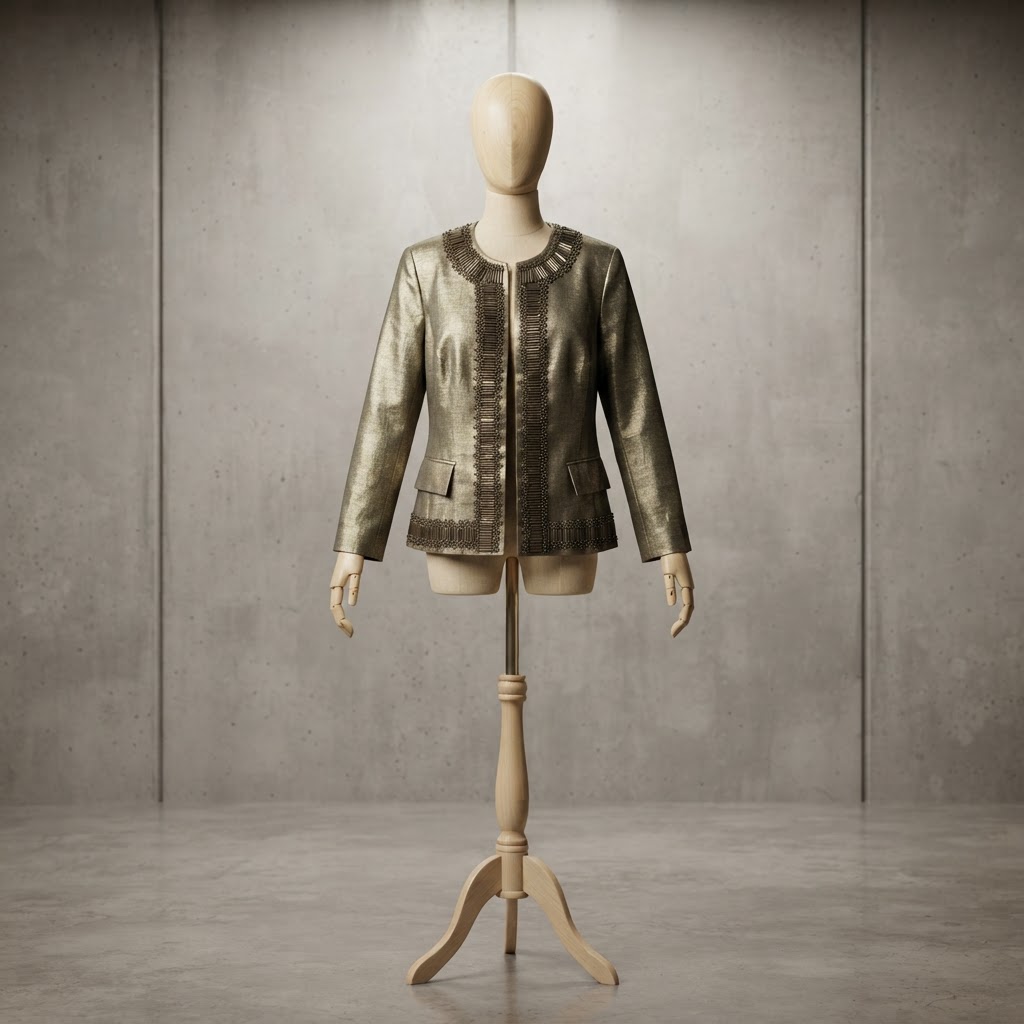 Chico's Gold Metallic Embellished Evening Jacket