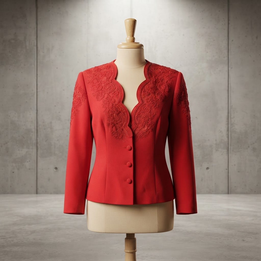 Vintage Stella Louise for KB Red Embellished Evening Top