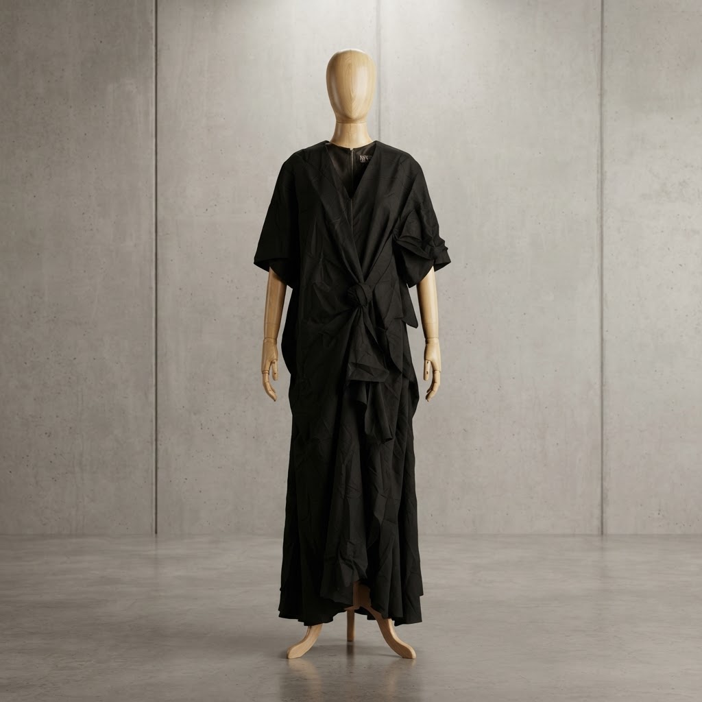 Vintage S.L. Fashions Black Tiered Mock-Jacket Dress