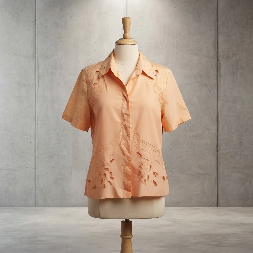 Vintage La Rea Collection Salmon/Pink Abstract Top