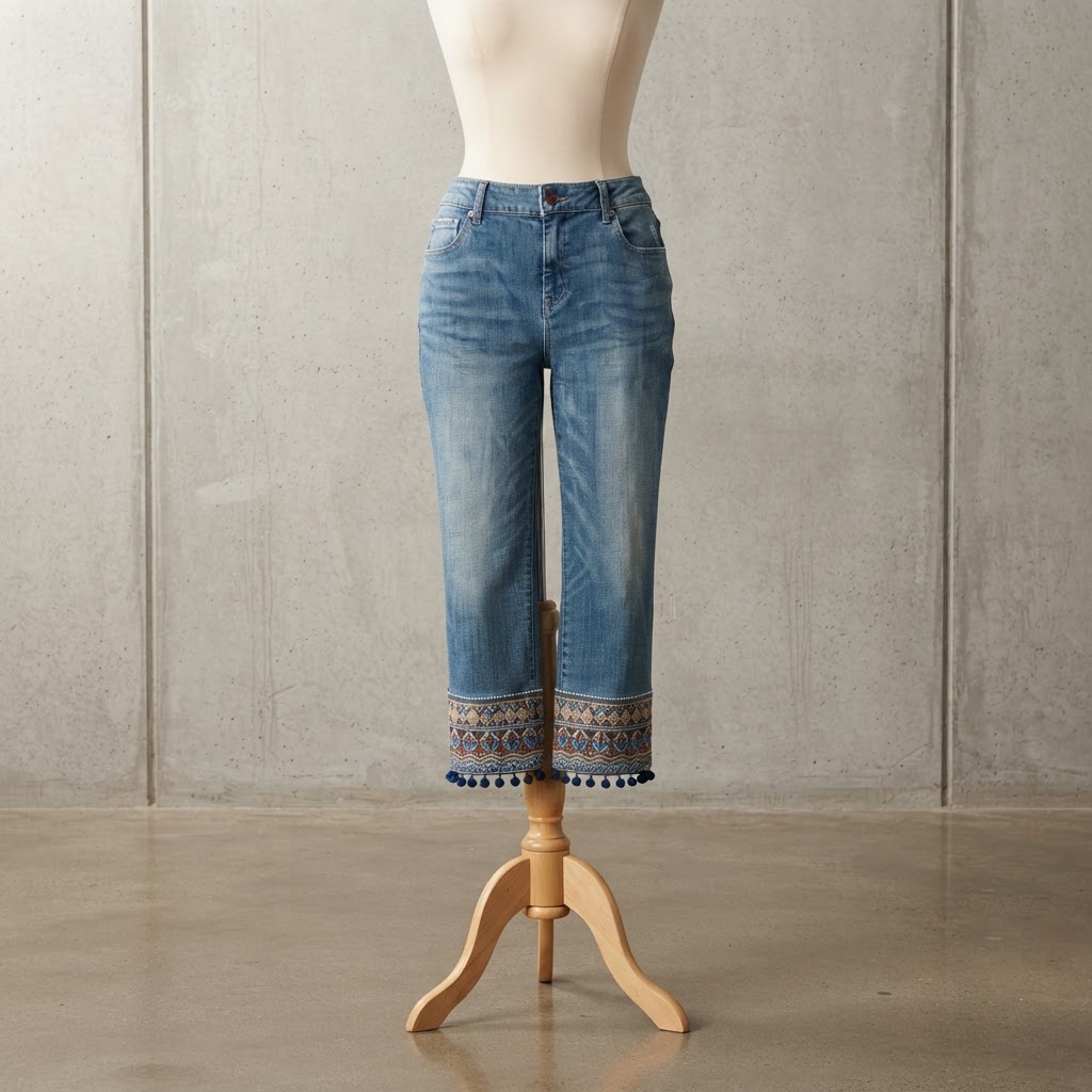 Chico's So Slimming Embroidered Crop Straight Leg Jeans