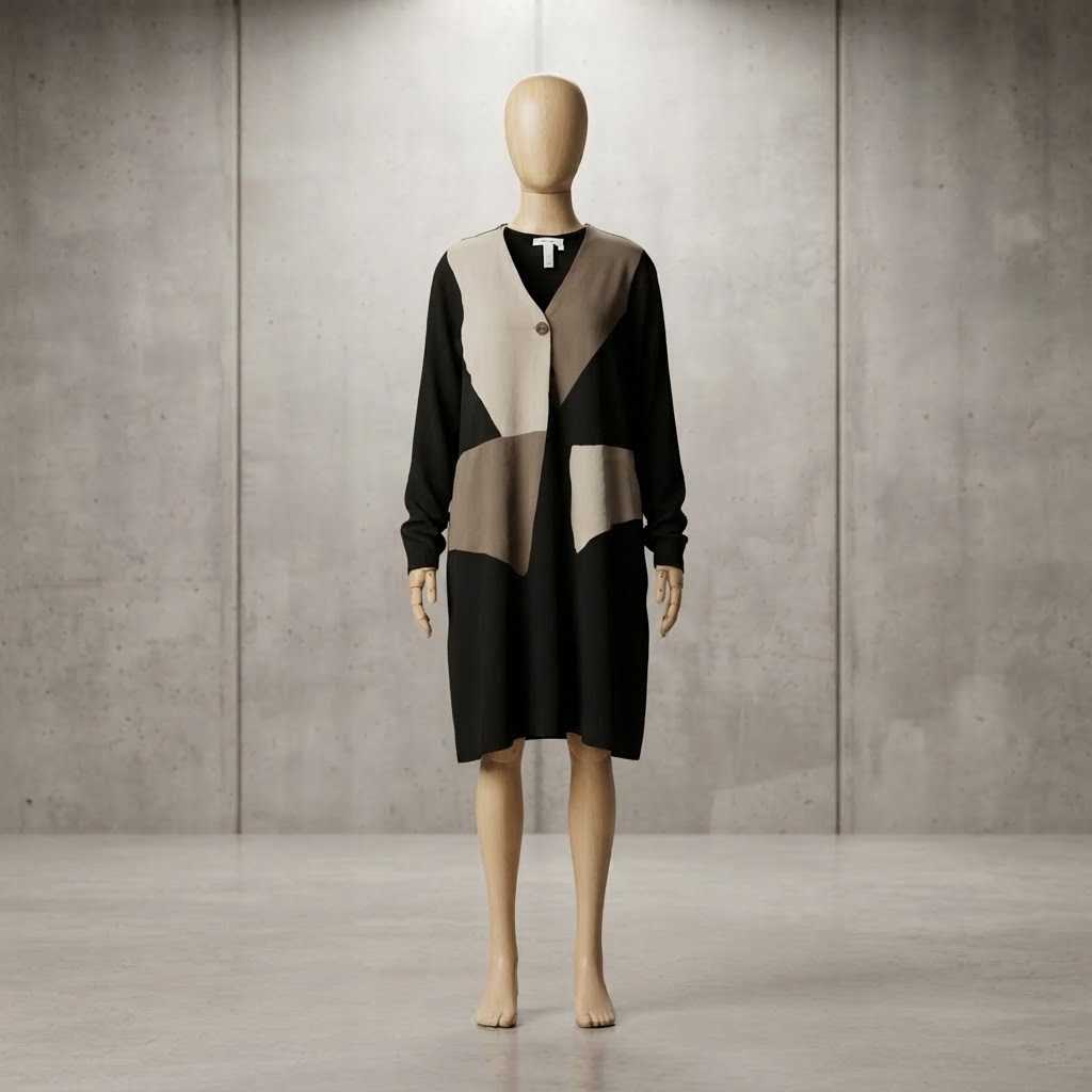Vintage Maren Colorblock Patchwork Art-to-Wear Midi Dress