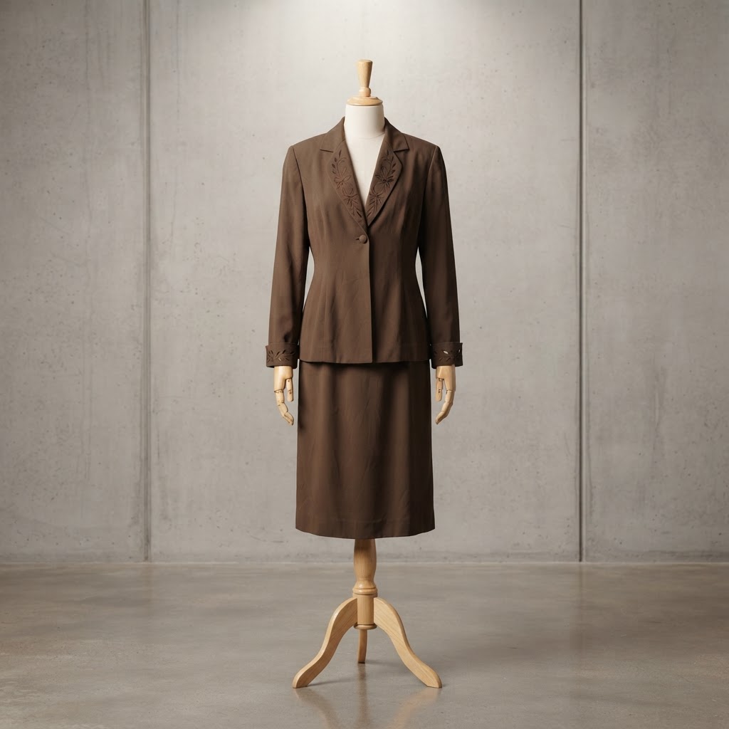 Vintage ML Studio Embroidered Duster and Matching Dress 2-Piece Suit Set