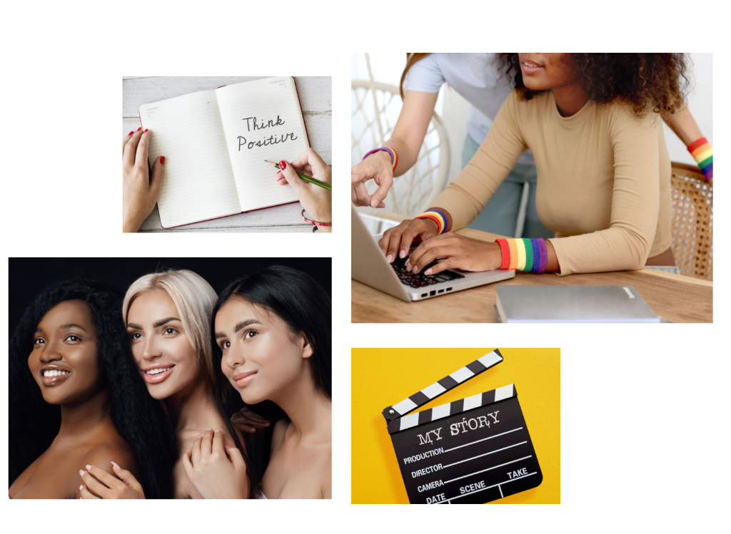 Collage of women connecting and sharing stories