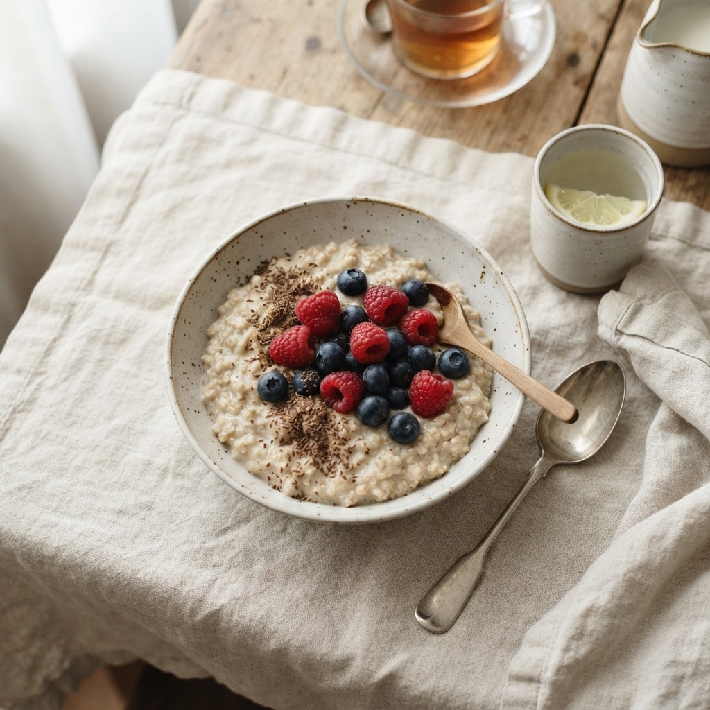 Berry & flaxseed porridge