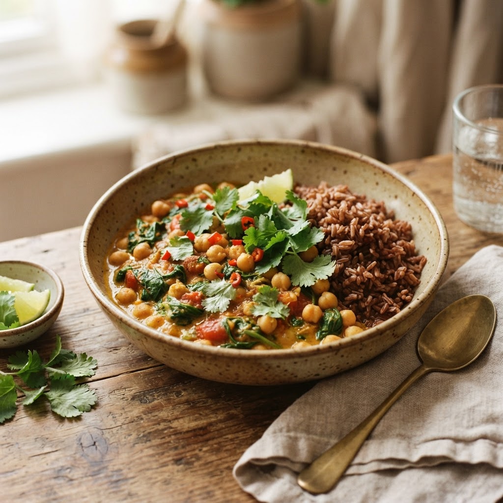 Chickpea & spinach curry