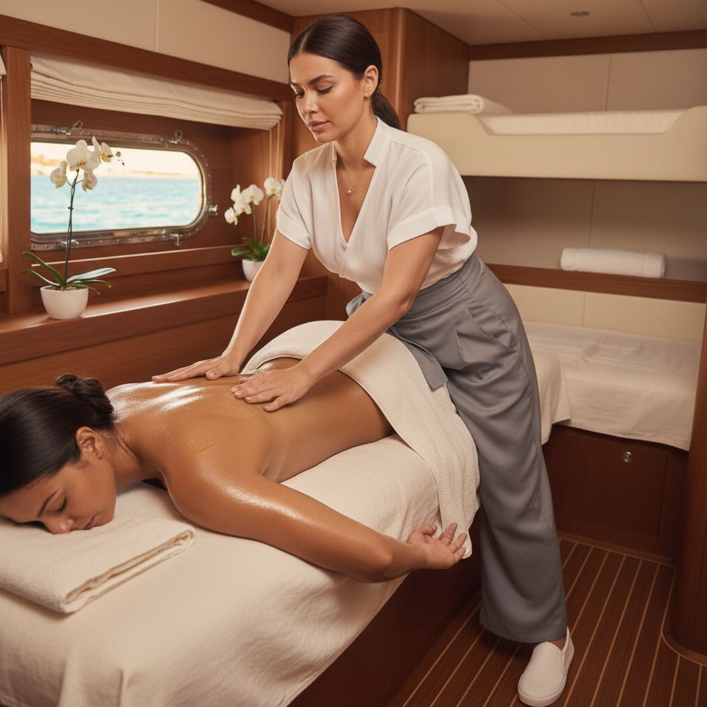 Ginger Gold Ritual — warming golden ginger oil massage on hotel terrace, Greece