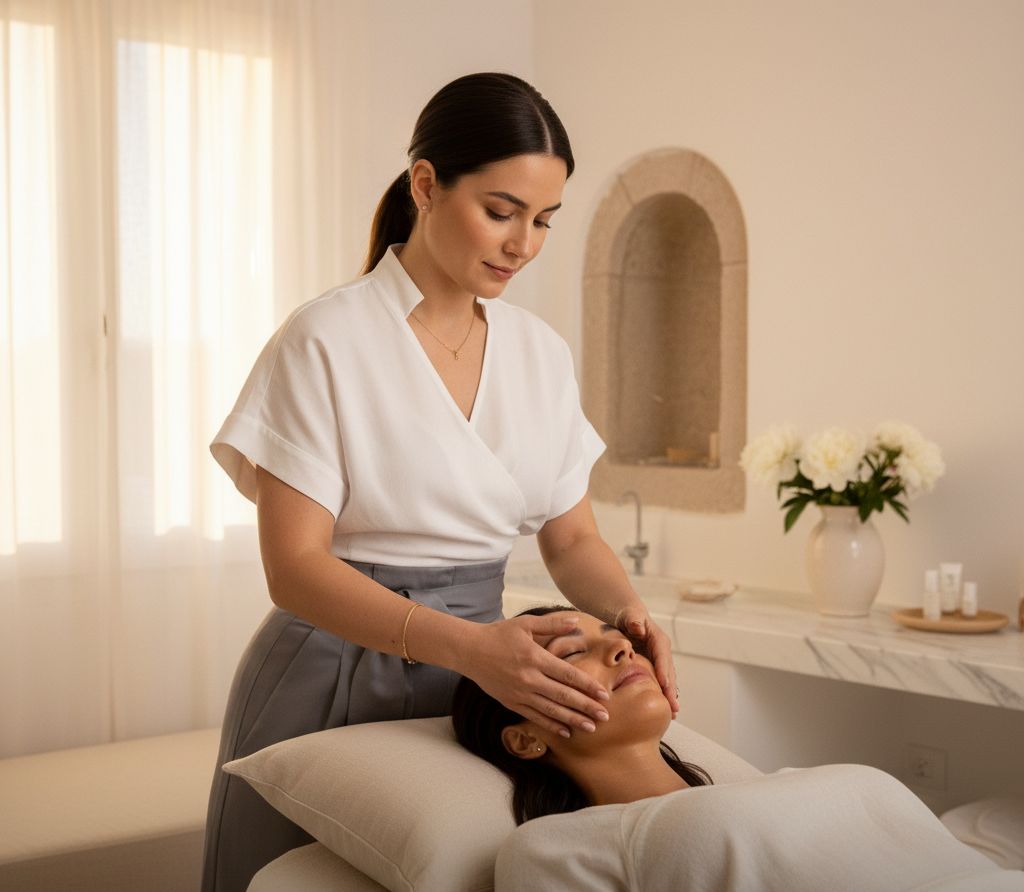 Natural Glow Facial - face massage ritual in villa spa room