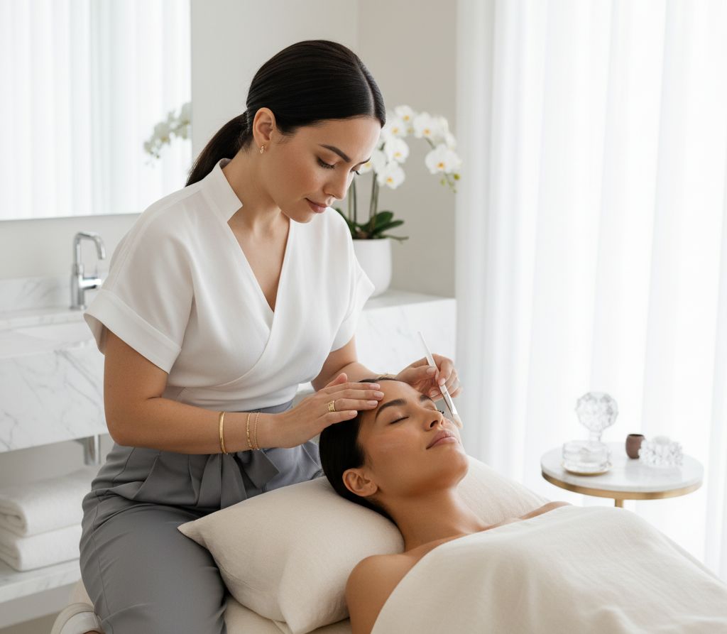 Hydration Renewal Facial - serum application in hotel spa suite