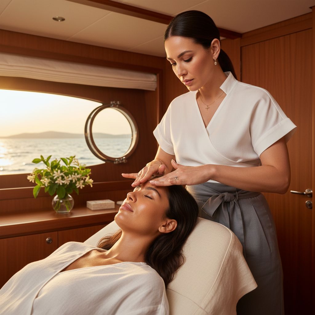 Radiant Youth Facial - anti-aging ritual on yacht cabin