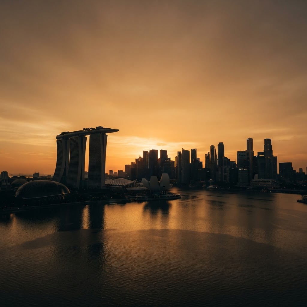 Singapore skyline at golden hour
