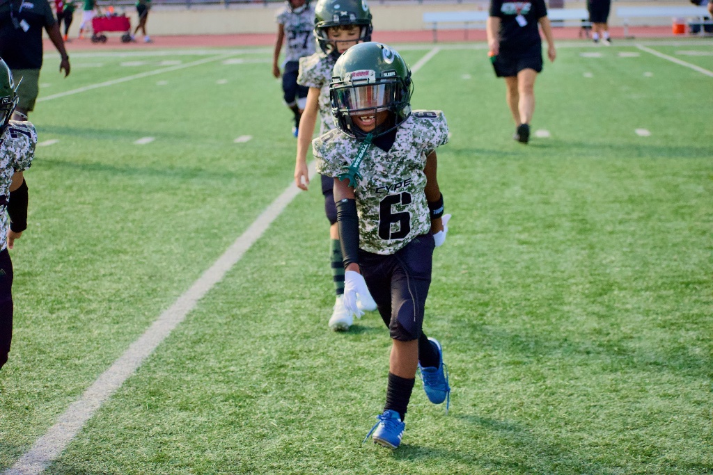 Youth football action shot