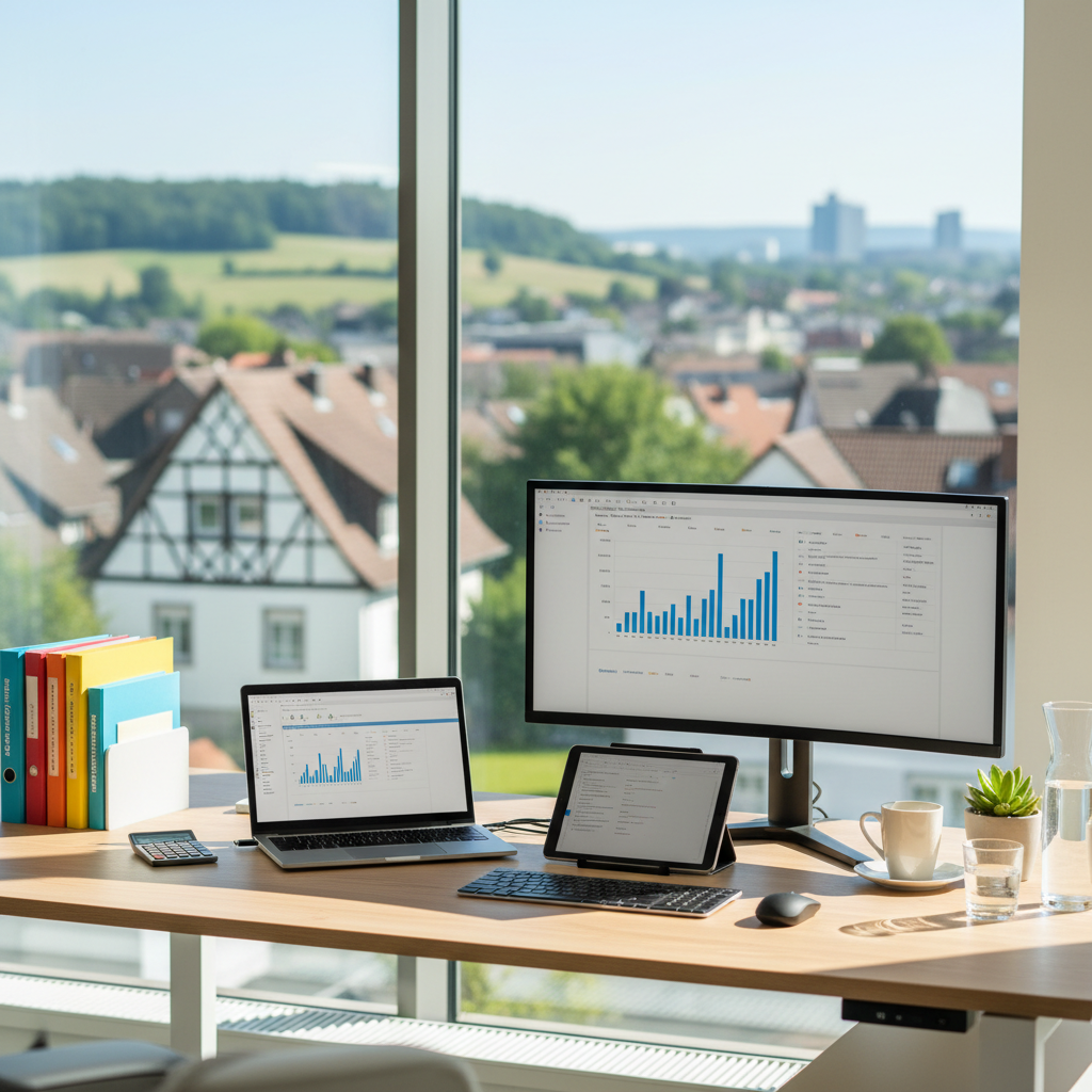 Digitale Buchhaltung in Wiesbaden: Tools & Tipps für Selbstständige (KI-generiertes Bild)