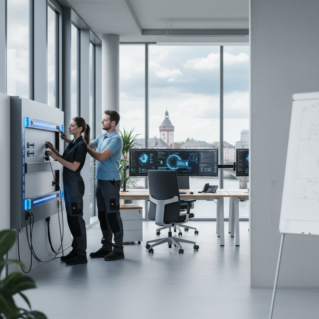 Effiziente Elektroinstallationen für moderne Arbeitsplätze in Offenbach am Main (KI-generiertes Bild)