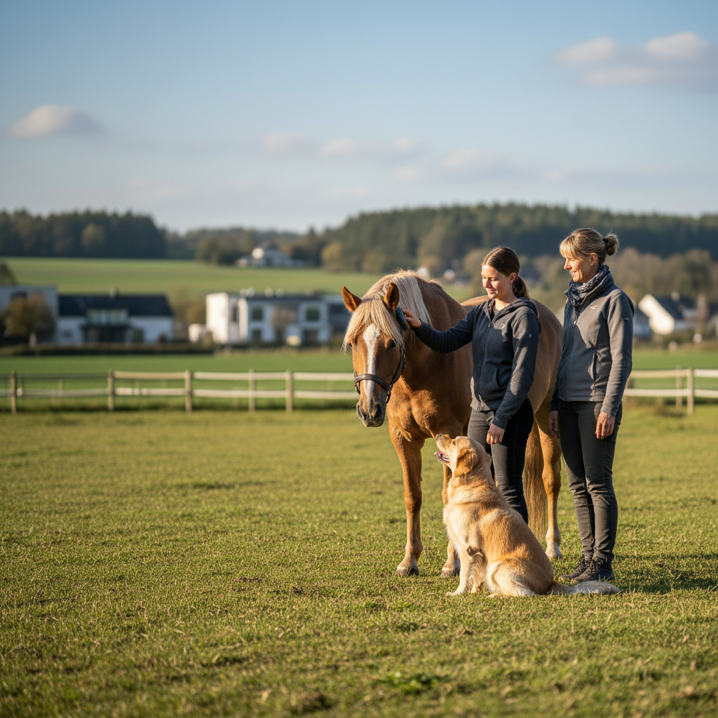 Reittherapie in Polch: So stärken Pferde und Hunde die emotionale Gesundheit (KI-generiertes Bild)