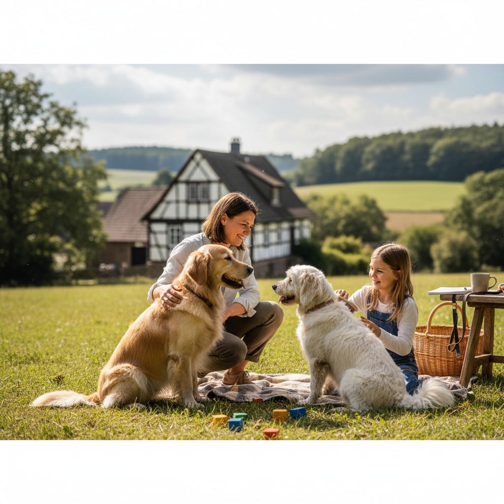 Tiergestützte Therapie mit Hunden in Hohenleimbach: Vorteile & Methoden (KI-generiertes Bild)