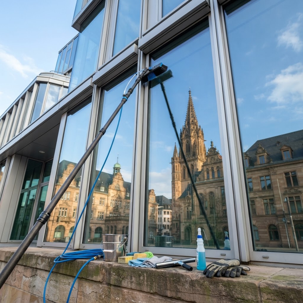 Fensterputzer Wiesbaden & Mainz: Profi-Reinigungsservice (KI-generiertes Bild)