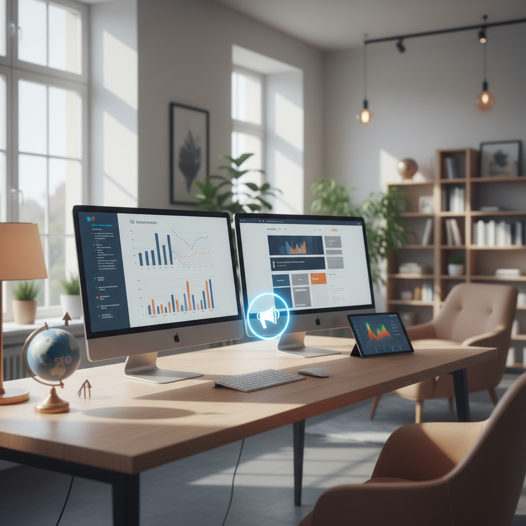 Wie Google My Business und eine ansprechende Webseite Ihr Online-Marketing optimieren (KI-generiertes Bild)