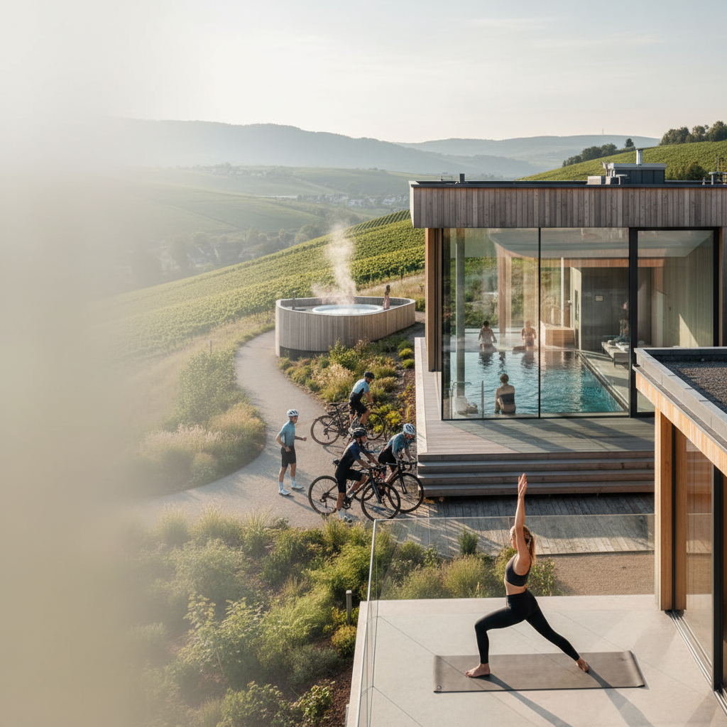 Rückenwind Retreats: Entspannung und Fitness für gesundheitsbewusste Sportler in Ingelheim (KI-generiertes Bild)