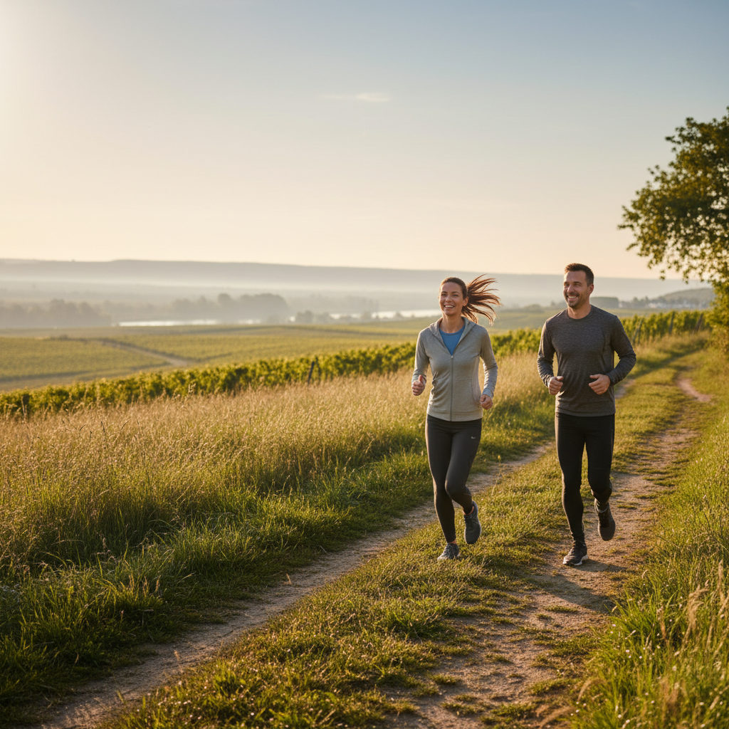 Natur und Bewegung: Gesundheit tanken bei Rückenwind Ingelheim (KI-generiertes Bild)