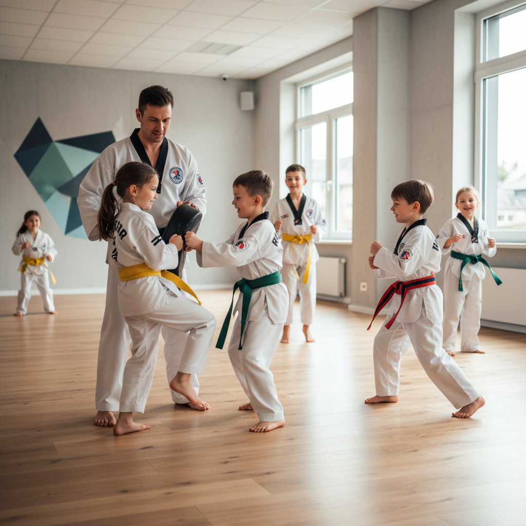 Taekwondo Kinderkurse in Backnang: Spaß, Fitness und Selbstverteidigung lernen (KI-generiertes Bild)
