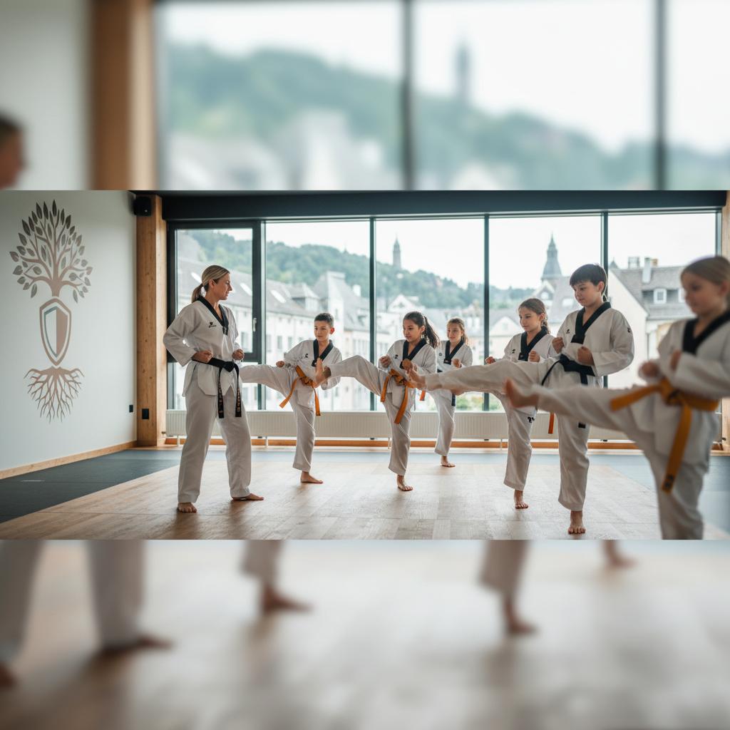 Taekwondo für Kinder in Backnang: Stärken Sie Selbstbewusstsein & Sicherheit jetzt (KI-generiertes Bild)