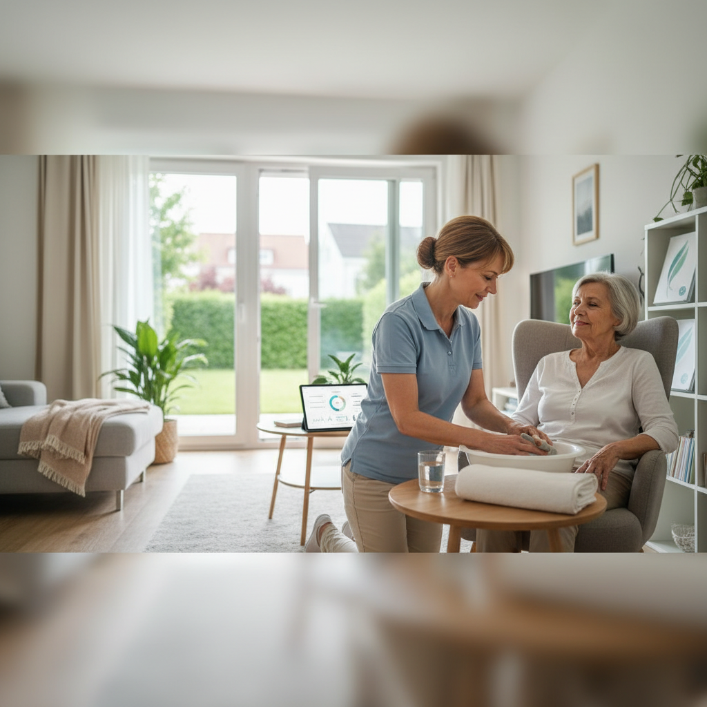 Was ist Grundpflege? Alles über Pflege zu Hause in Troisdorf (KI-generiertes Bild)