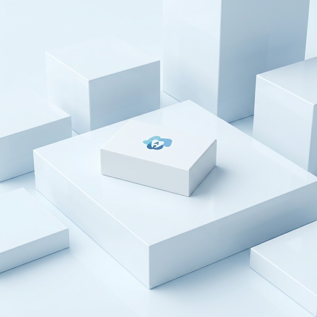 Premium Arctic aligner case with branded logo on a minimalist display