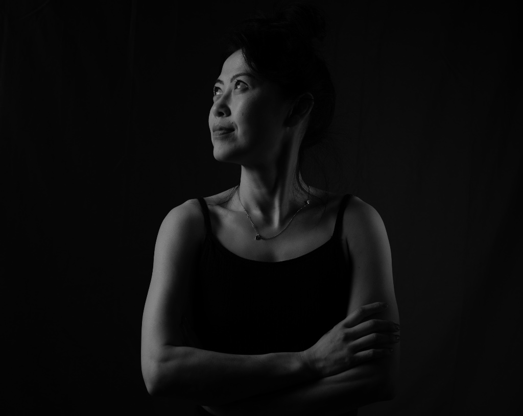 Black and white studio portrait