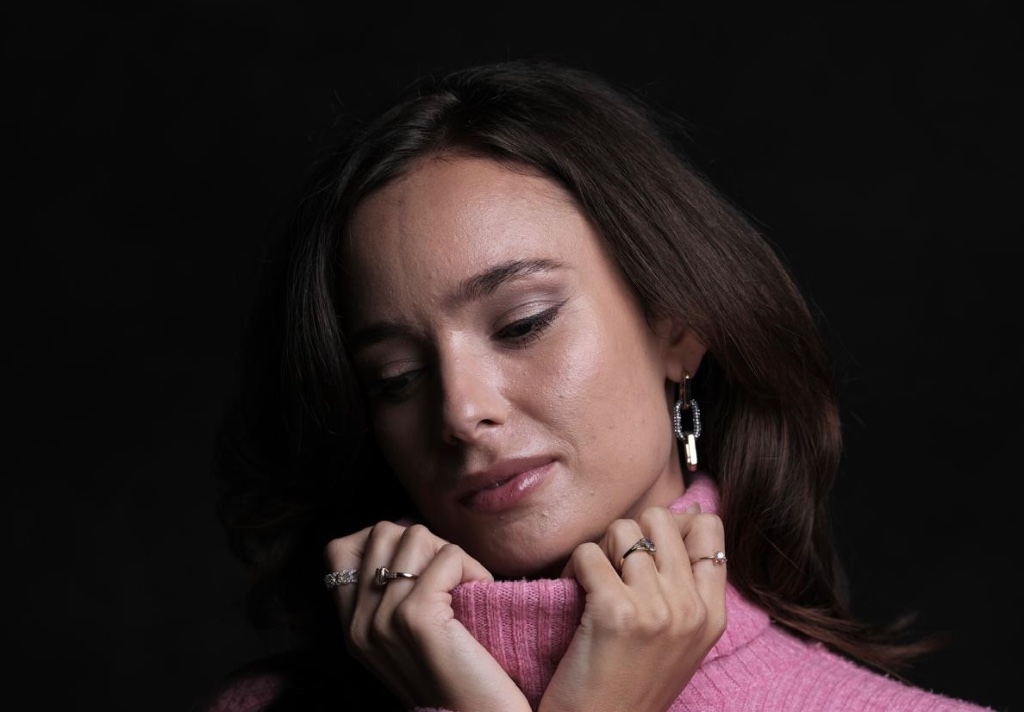 Portrait close-up pink sweater