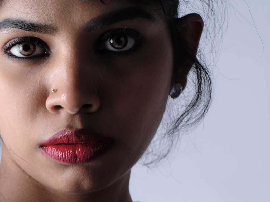 Close-up portrait with dramatic lighting