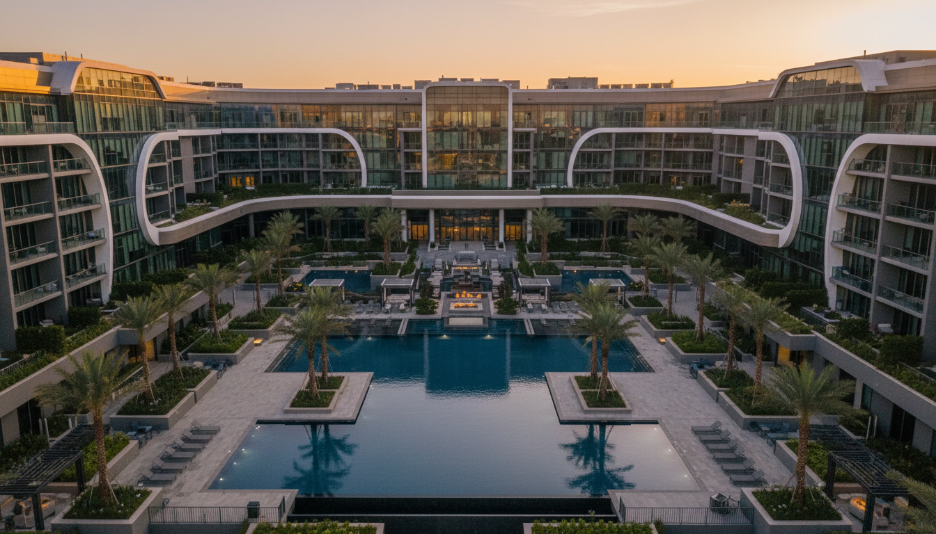 Luxury multifamily property at golden hour