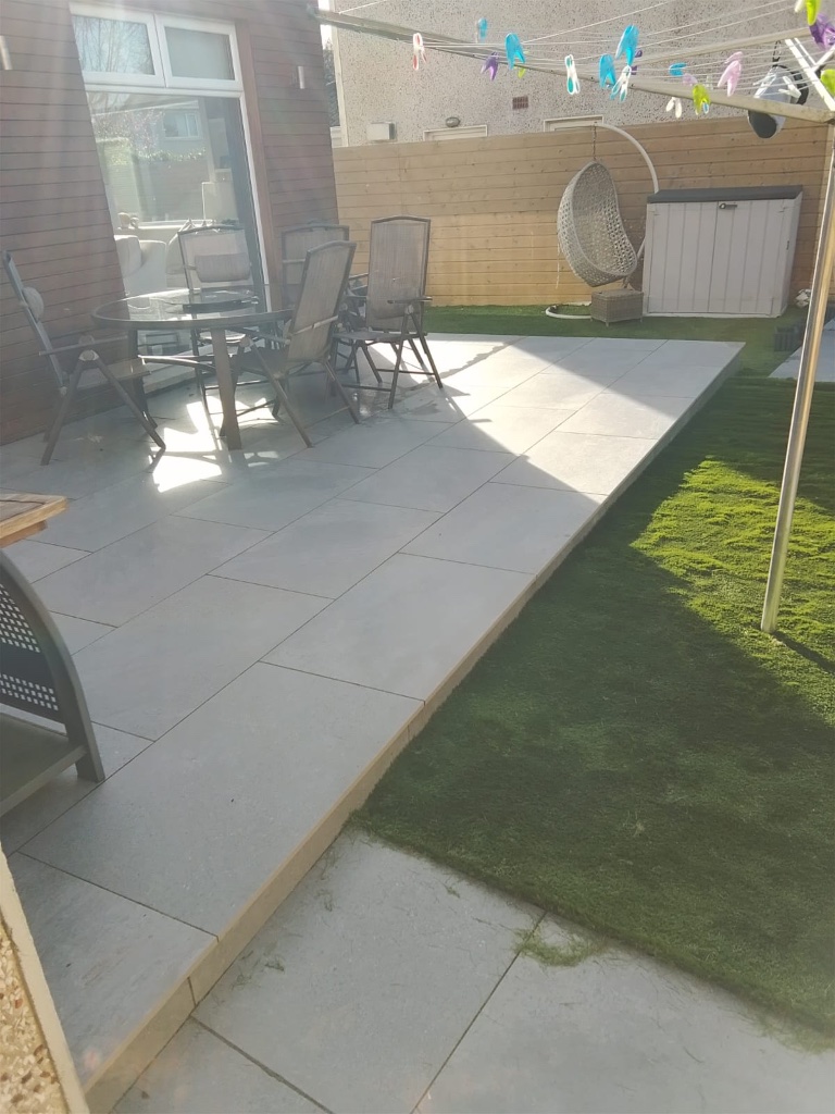 Block paved pathway and kerbing in Waterford garden