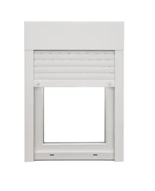 Dreh-Kipp-Fenster Essentiel aus PVC mit Rollladen, H95 × B60 cm, 1 Flügel, weiß