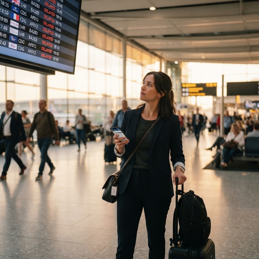 Imagem editorial sobre dicas de viagem: Voo cancelado ou overbooking: Como exigir direitos e garantir indenização