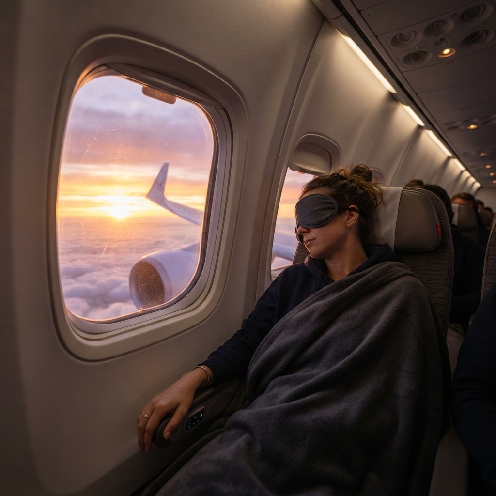 Imagem editorial sobre dicas de viagem: Protocolo Científico contra Jet Lag: Otimize seu Primeiro Dia de Viagem