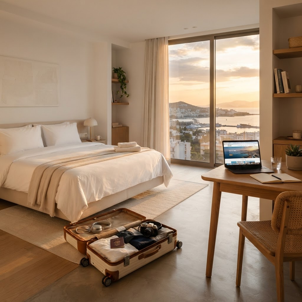 Imagem editorial sobre passagens aéreas: Hospedagem barata como escolher entre hotel hostel ou Airbnb sem cair em armadilhas