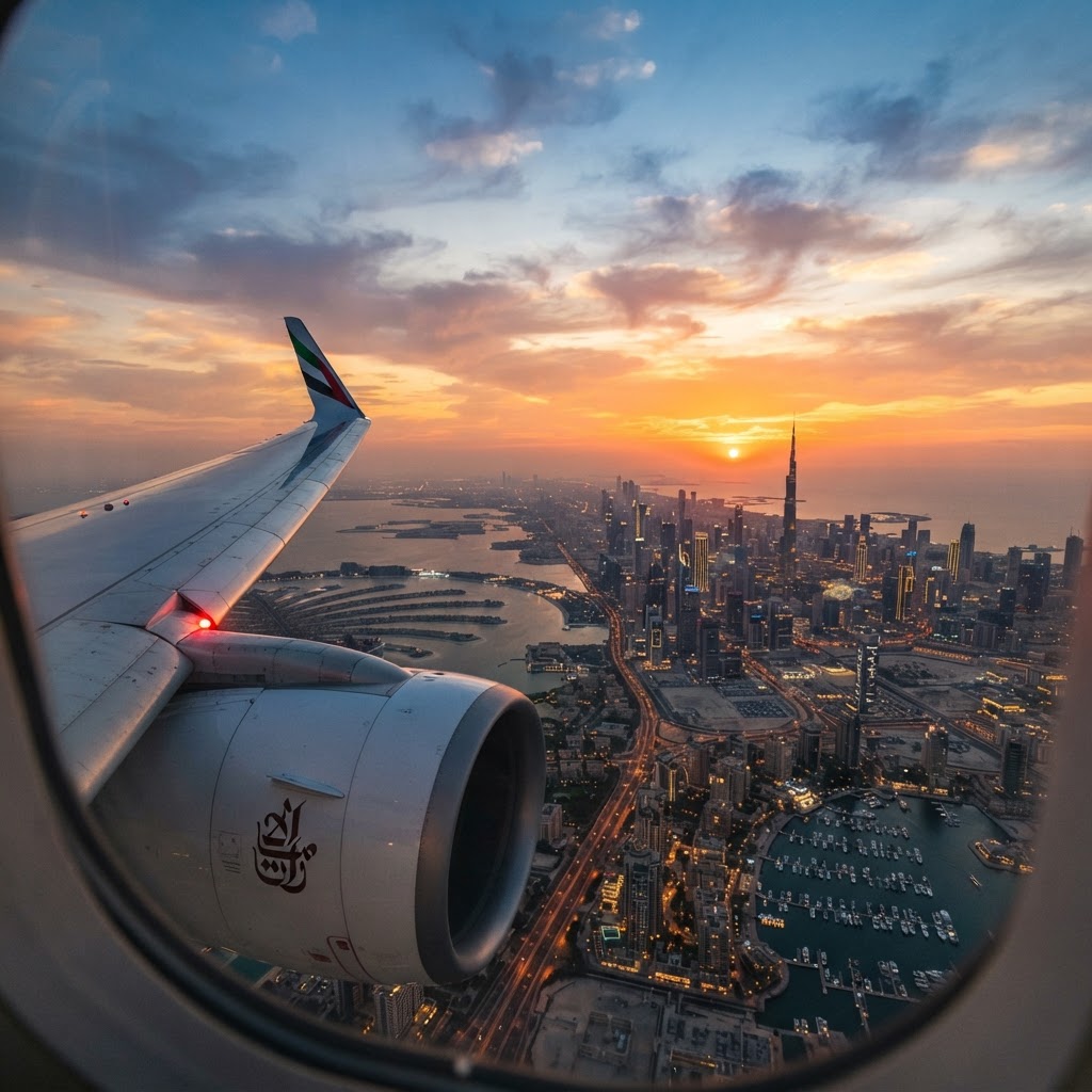 Capa editorial da rota Rio de Janeiro para Dubai