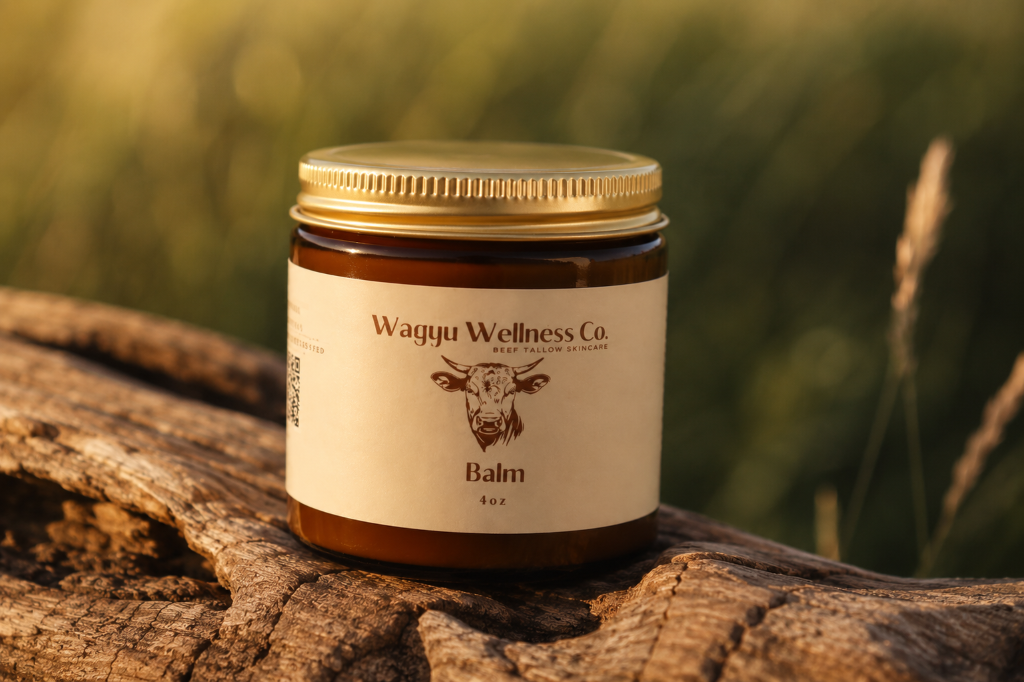 Tin of Wagyu beef tallow balm from Wagyu Wellness Co.