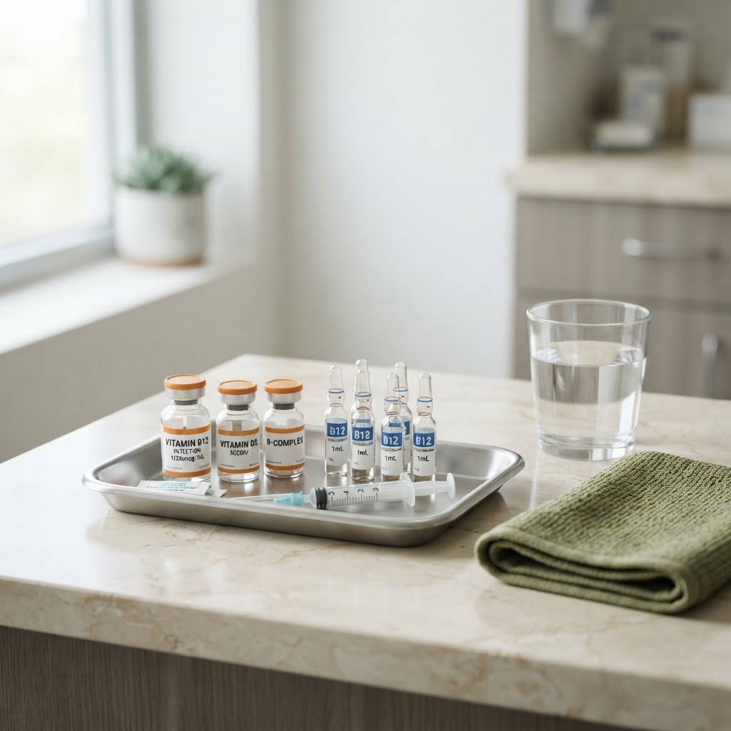 Add-ons like B12, glutathione and Toradol are mixed to order.