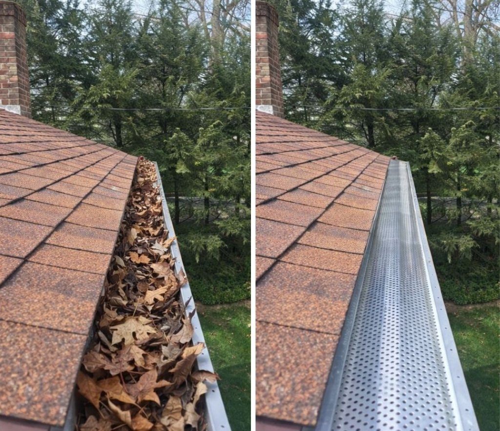 Gutter guards before and after