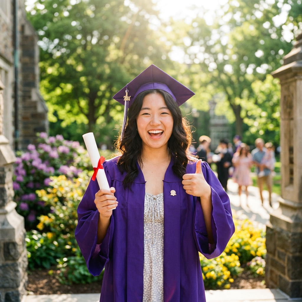 Student celebrating success