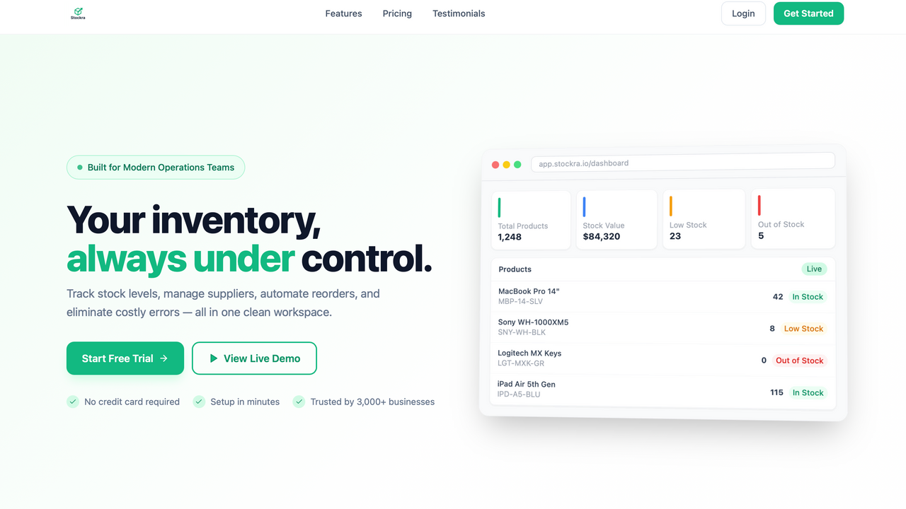 Stockra template preview