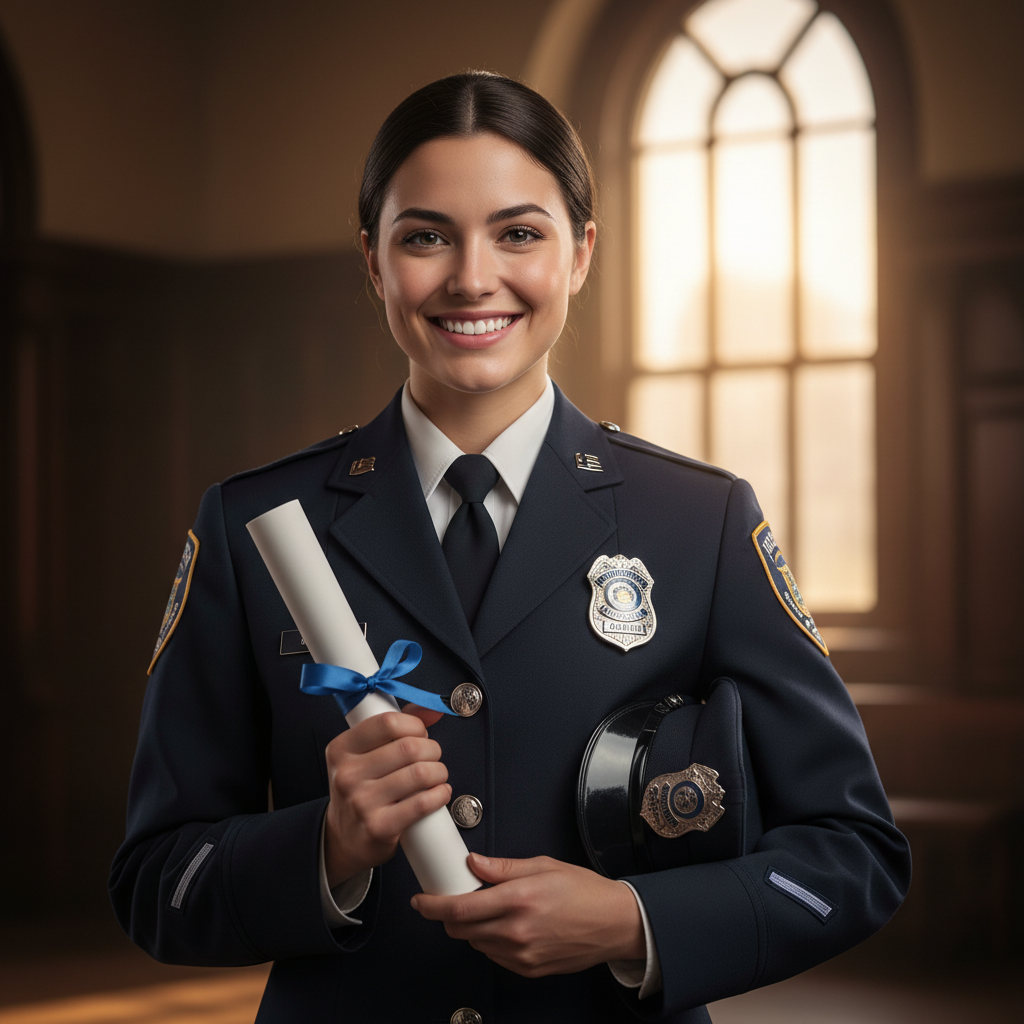 Confident academy graduate