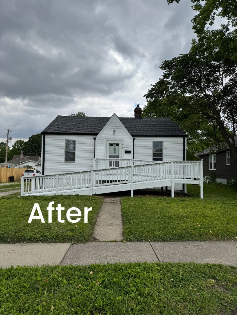 Renovated home with new roof, gutters and siding