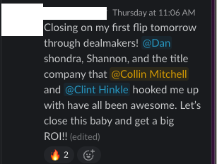 Closing on a first flip tomorrow through Dealmakers