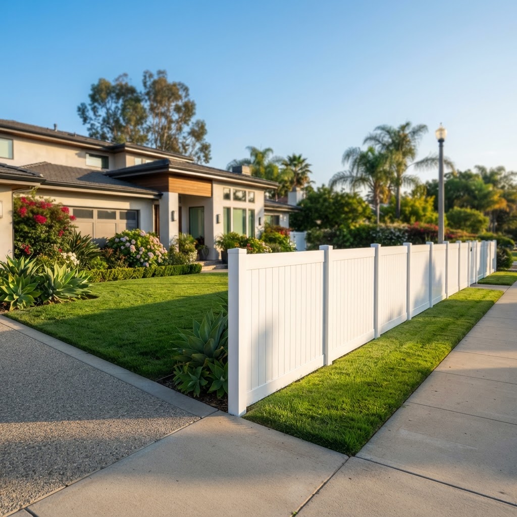 Beautiful white vinyl privacy fence