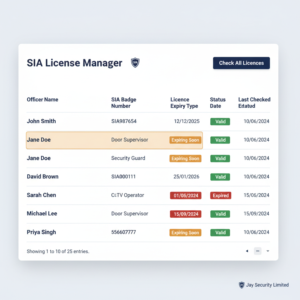 SIA Licence Manager screenshot