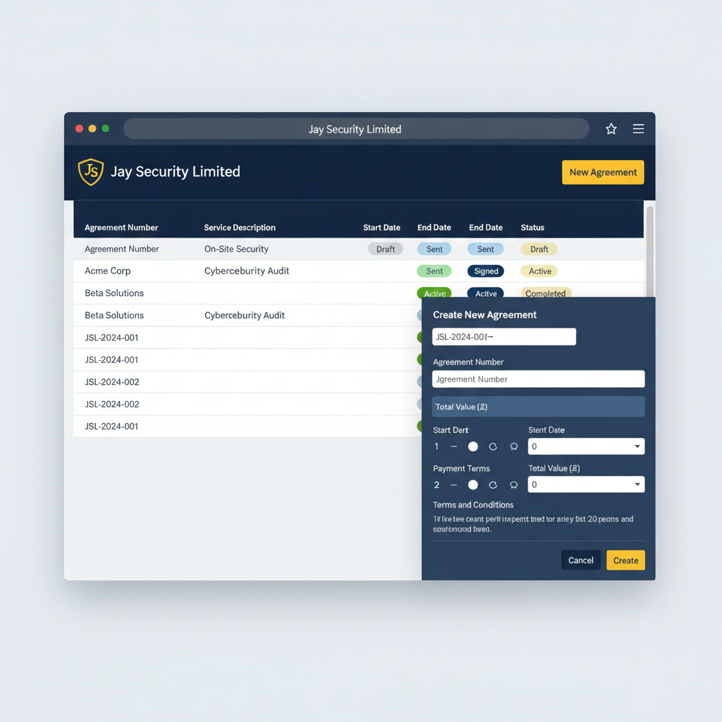Service Agreements screenshot